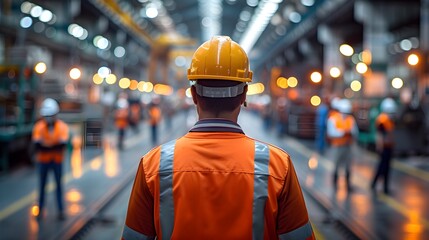 A civil engineer observing a construction site, a detailed view of the engineer from behind.