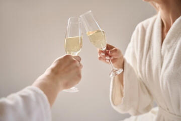 Couple in love with a glass of champagne © Svitlana