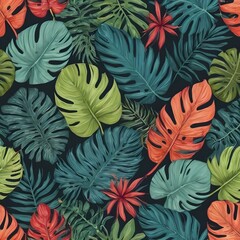 Tropical floral abstract contemporary seamless pattern
