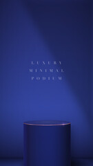 Luxury dark blue podium with soft light