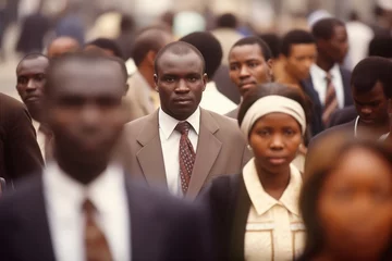 Foto op Plexiglas Crowd of people walking on a city street in Africa © blvdone