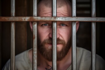 A man in jail cell - obrazy, fototapety, plakaty