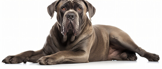adult italian mastiff in front of white background ..
