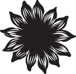 Fototapeta premium Sunflower Silhouette Vector Illustration White Background
