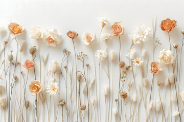 dried flowers on white background - obrazy, fototapety, plakaty
