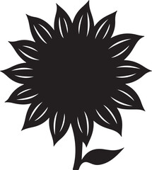 Sunflower Silhouette Vector Illustration White Background