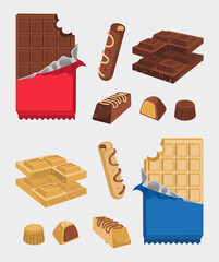 vector set of chocolate bars