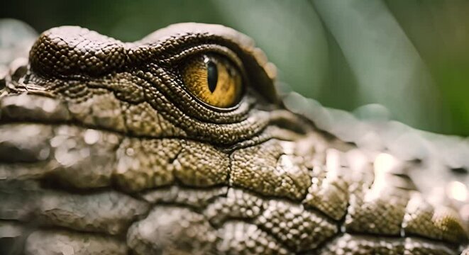 Close up of an eye of a crocodile.