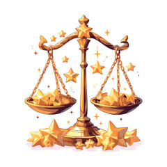 zodiac sign Libra with golden stars illustration on white background