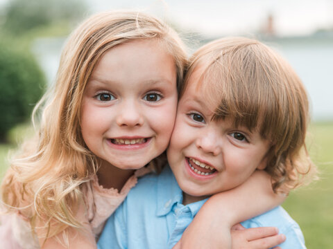 Brother and Sister Hugging