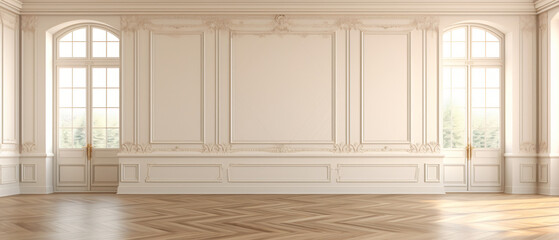 an empty room with a modern framed parquet floor 