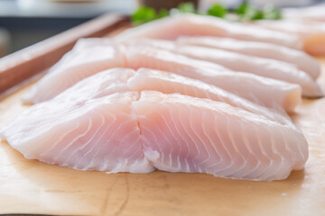 Raw pangasius fish filet