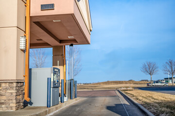 Banking automated teller machine lane in a small town