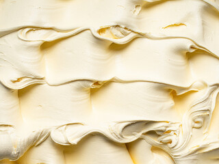 Vanila flavour gelato - full frame detail. Close up of a beige surface texture of vanilla Ice cream.