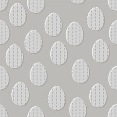 delicate decorated Easter eggs spring season holiday vector seamless pattern on light pastel gray green background