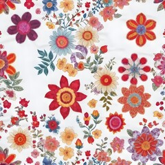 Fototapeta na wymiar Seamless floral pattern beautiful flowers design for fabrics and sheets.