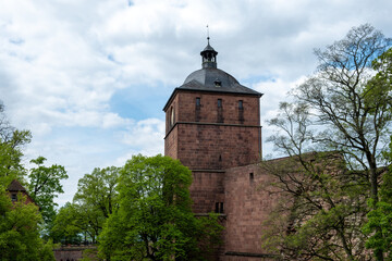 Fototapeta na wymiar Heidelberg Castle, Heidelberg Schloss Gate or Clock Tower, Germany. Seltenleer prison tower.