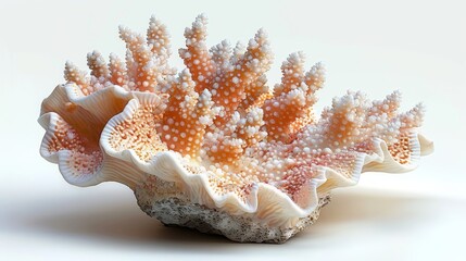Coral Piece Close-up on Pure White Background Generative AI