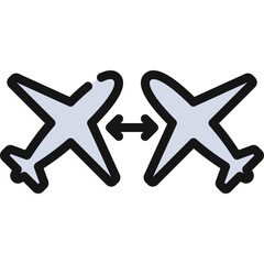 Planes Crossing Paths Icon