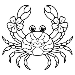 Coloring Page Line Art  cartoon  crab