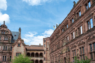 Germany, Schloss Heidelberg castle, palace. Facade of Friedrichsbau, Ottheinrich building.