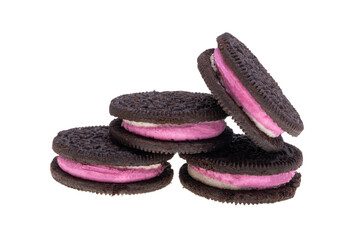 double cookies with strawberry cream isolated