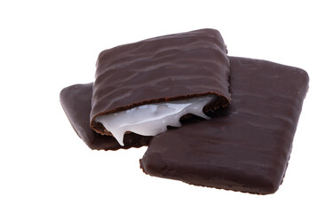 chocolate candies with mint filling isolated