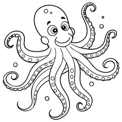 Octopus  freehand  sketch for  a coloring Page book cover