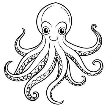 Octopus  freehand  sketch for  a coloring Page book cover