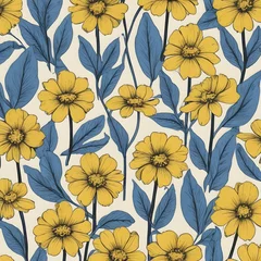 Tuinposter Seamless floral pattern beautiful flowers design for fabrics and sheets. © Sultan
