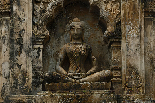 buddha statue in archaeological site, Thailand, temple, religion