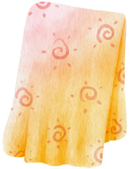 yellow beach towel picnic blanket watercolor illustration - obrazy, fototapety, plakaty