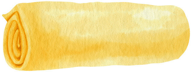 yellow beach towel picnic blanket watercolor illustration