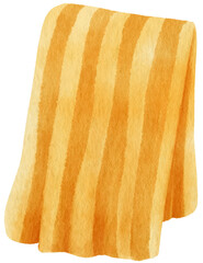 Yellow Stripes Beach towel picnic blanket watercolor style - obrazy, fototapety, plakaty