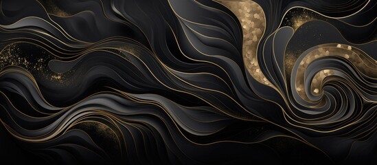 Dark patterned background with modern texture in black, gray, and gold colors. Suitable for fabrics, covers, posters, interior designs, or wallpapers.