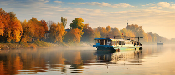 Autumn on river Kuban Krasnodar city .. - obrazy, fototapety, plakaty