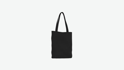 Black empty simple eco shop handle bag mockup template canvas solid color textile recycling usage logo print ready reusable tote concept back right perspective camera view  3d image