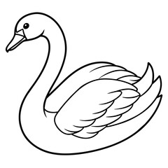 Hand drawing  artistic  swan  for  adult  coloring page line art vector