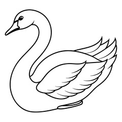 Hand drawing  artistic  swan  for  adult  coloring page line art vector
