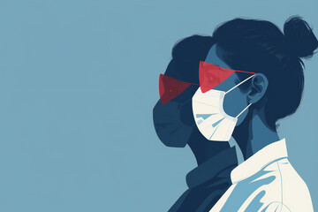 World day for Safety and Health at Work, Poster, Design, Doctor wearing protection face mask against coronavirus