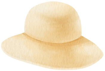 Floppy hat watercolor illustration for summer fashion