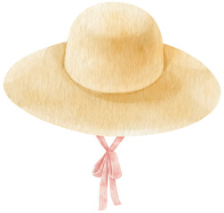 Floppy hat watercolor illustration for summer fashion