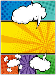 comic book, pop art cartoon layout template halftone dotted background © nakedcm