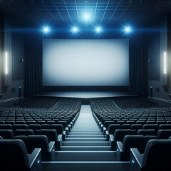 cinema auditorium with chairs and screen mockup 