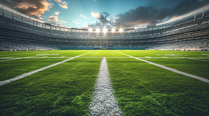 panoramic view of an outdoor American football stadium