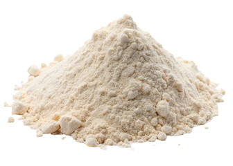 Pile of wheat flour isolated on transparent background, top view.