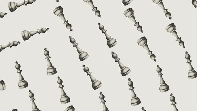 Pattern of Chess Pieces on Grey Background