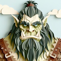 Fierce ogre illustration with detailed textures and angry expression