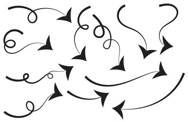 Elegant arrows set for business plan, presentation and education. Sign, Symbol, Hand drawn arrow collection