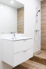 modern bathroom room with toilet and washing machine